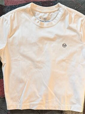 Sergio Tacchini White Crewneck Tee with Black Logo
